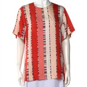 Vintage Emilio Pucci Striped Geometric Silk T-Shirt Short Sleeve Top Sz M EUC